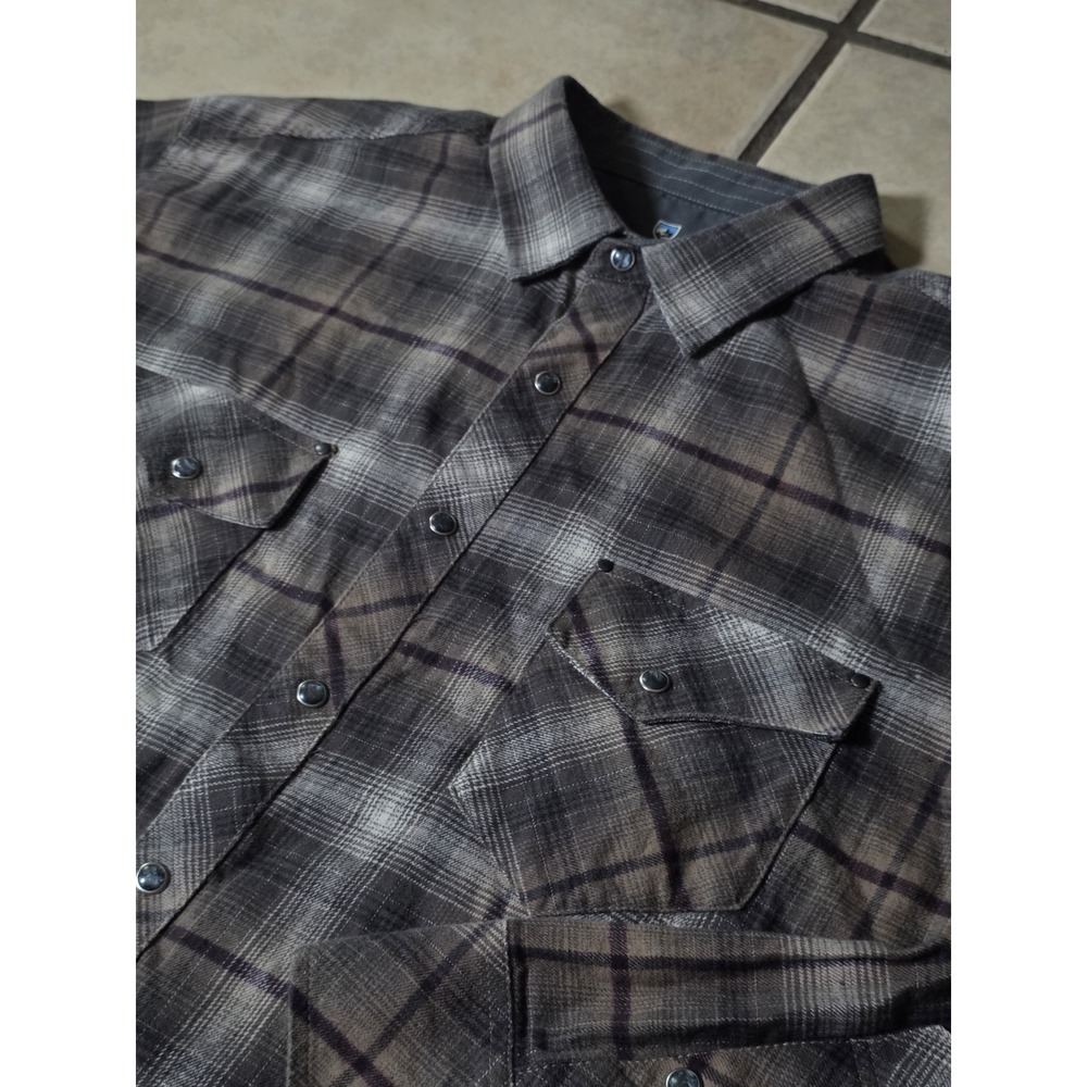 Kuhl Lowdown Button Up Plaid Flannel Shirt Mens XL Western Pearl Snap - Picture 5 of 11